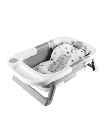 simpa Foldable & Collapsible Baby Bath Tub with Support Cushion – Portable, Non-Slip, Temperature-Sensitive Plug for Newborns to 3 Years