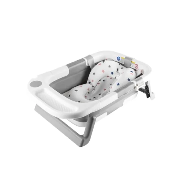 simpa Foldable & Collapsible Baby Bath Tub with Support Cushion – Portable, Non-Slip, Temperature-Sensitive Plug for Newborns to 3 Years