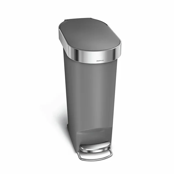 Simplehuman 40 Litre Plastic Slim Pedal Bin - Grey