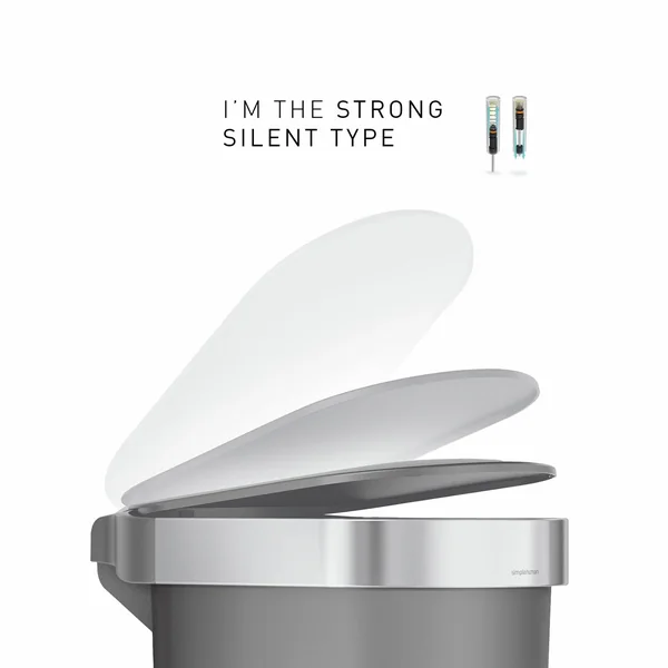 Simplehuman 40 Litre Plastic Slim Pedal Bin - Grey