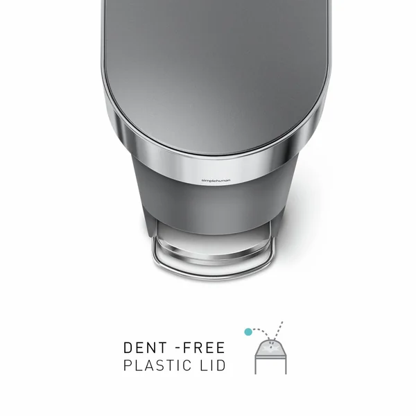 Simplehuman 40 Litre Plastic Slim Pedal Bin - Grey