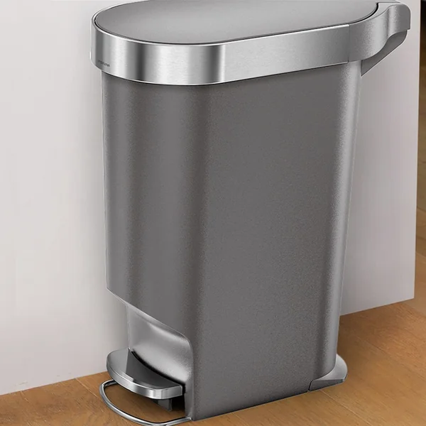 Simplehuman 40 Litre Plastic Slim Pedal Bin - Grey