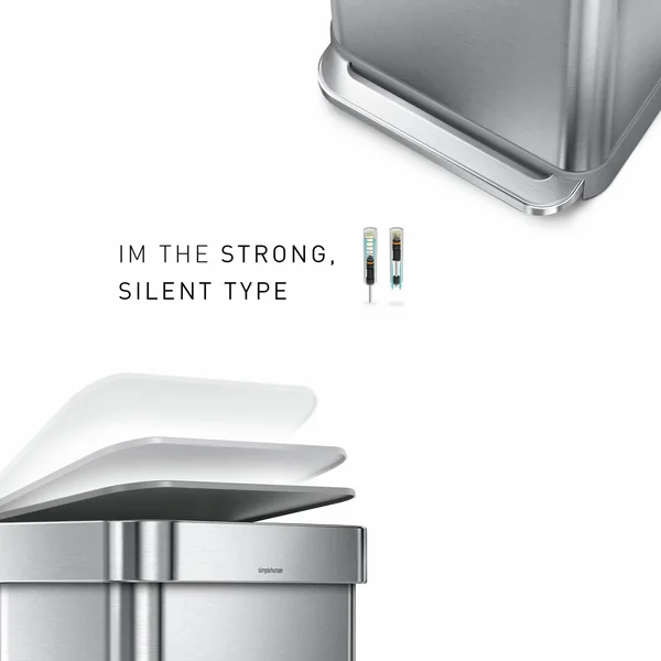 Simplehuman 45 Litre Rectangular Pedal Bin - Brushed Steel