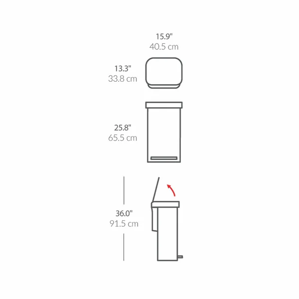 Simplehuman 45 Litre Rectangular Pedal Bin - Brushed Steel