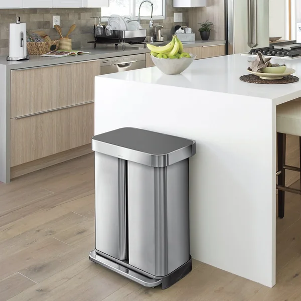 Simplehuman 58 Litre Recycling Pedal Bin - Steel