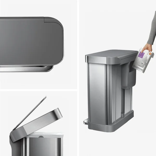 Simplehuman 58 Litre Recycling Pedal Bin - Steel