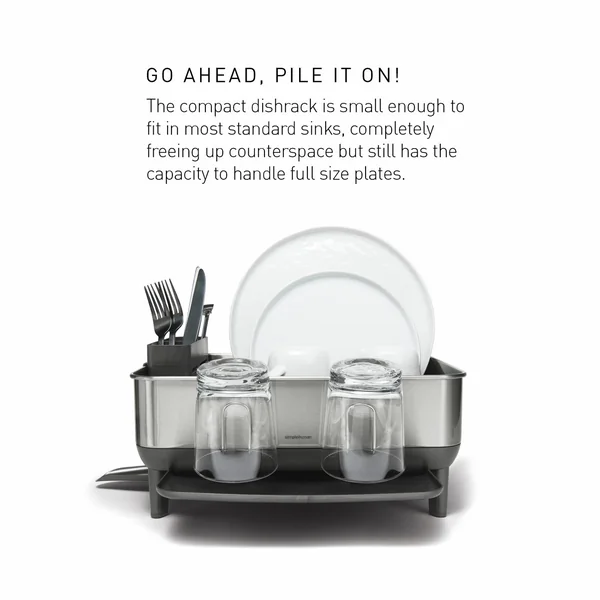 Simplehuman Compact Steel Frame Dish Rack - Brushed Steel
