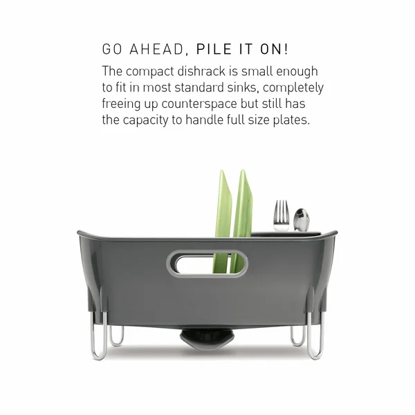 Simplehuman Plastic Compact Dish Rack - Grey