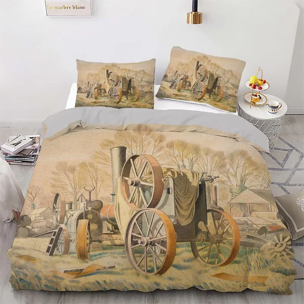 Single Duvet Cover Set Beige Painting Soft Single Duvet Cover 110g/㎡ Microfiber Single Duvet Set with 1 Pillowcase (19"x29") Cot Bed Duvet Cover Set for Girls Boys Gift