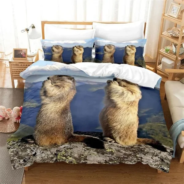 Single Duvet Cover Set Blue Animals Soft Single Duvet Cover 110g/㎡ Microfiber Single Duvet Set with 1 Pillowcase (19"x29") Cot Bed Duvet Cover Set for Girls Boys Gift