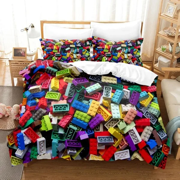 Single Duvet Cover Set Colorful Toys Soft Single Duvet Cover 110g/㎡ Microfiber Single Duvet Set with 1 Pillowcase (19"x29") Cot Bed Duvet Cover Set for Girls Boys Gift