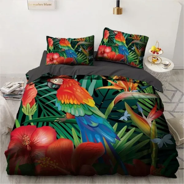 Single Duvet Cover Set Cyan Parrot Soft Single Duvet Cover 110g/㎡ Microfiber Single Duvet Set with 1 Pillowcase (19"x29") Cot Bed Duvet Cover Set for Girls Boys Gift