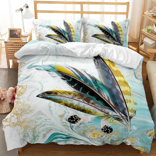 Single Duvet Cover Set Feather Color Soft Single Duvet Cover 110g/㎡ Microfiber Single Duvet Set with 1 Pillowcase (19"x29") Cot Bed Duvet Cover Set for Girls Boys Gift