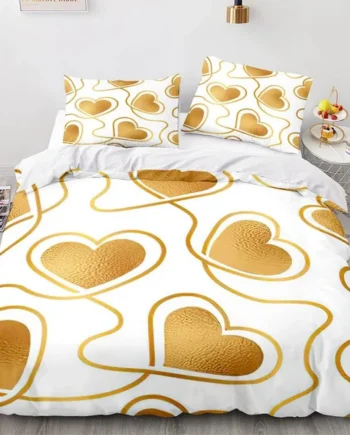 Single Duvet Cover Set Golden Heart Soft Single Duvet Cover 110g/㎡ Microfiber Single Duvet Set with 1 Pillowcase (19"x29") Cot Bed Duvet Cover Set for Girls Boys Gift