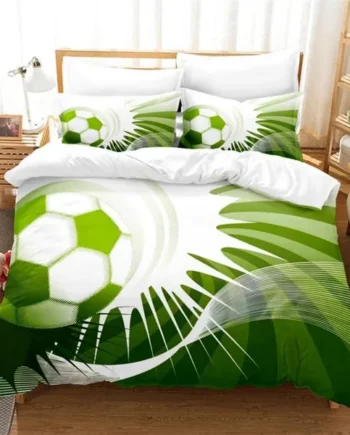 Single Duvet Cover Set Green Football Soft Single Duvet Cover 110g/㎡ Microfiber Single Duvet Set with 1 Pillowcase (19"x29") Cot Bed Duvet Cover Set for Girls Boys Gift