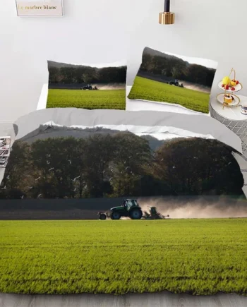 Single Duvet Cover Set Green Tractors Soft Single Duvet Cover 110g/㎡ Microfiber Single Duvet Set with 1 Pillowcase (19"x29") Cot Bed Duvet Cover Set for Girls Boys Gift