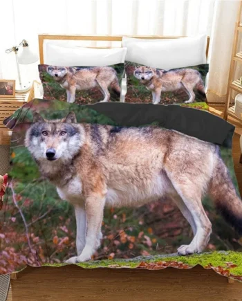 Single Duvet Cover Set Green Wolf Soft Single Duvet Cover 110g/㎡ Microfiber Single Duvet Set with 1 Pillowcase (19"x29") Cot Bed Duvet Cover Set for Girls Boys Gift