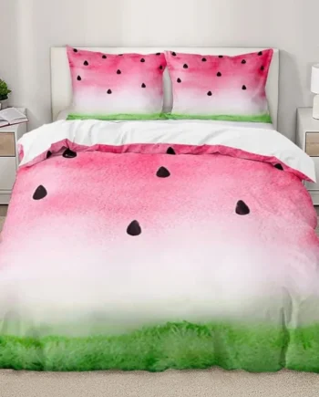 Single Duvet Cover Set Light Pink Watermelon Soft Single Duvet Cover 110g/㎡ Microfiber Single Duvet Set with 1 Pillowcase (19"x29") Cot Bed Duvet Cover Set for Girls Boys Gift