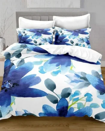Single Duvet Cover Set Navy Blue Flowers Soft Single Duvet Cover 110g/㎡ Microfiber Single Duvet Set with 1 Pillowcase (19"x29") Cot Bed Duvet Cover Set for Girls Boys Gift