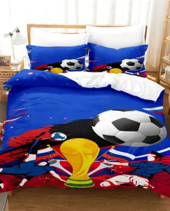 Single Duvet Cover Set Navy Football Soft Single Duvet Cover 110g/㎡ Microfiber Single Duvet Set with 1 Pillowcase (19"x29") Cot Bed Duvet Cover Set for Girls Boys Gift