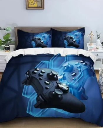 Single Duvet Cover Set Navy Gamepad Soft Single Duvet Cover 110g/㎡ Microfiber Single Duvet Set with 1 Pillowcase (19"x29") Cot Bed Duvet Cover Set for Girls Boys Gift