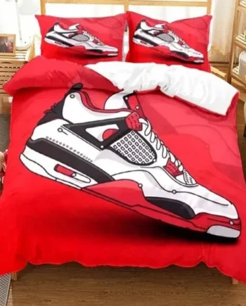 Single Duvet Cover Set Red Sneakers Soft Single Duvet Cover 110g/㎡ Microfiber Single Duvet Set with 1 Pillowcase (19"x29") Cot Bed Duvet Cover Set for Girls Boys Gift