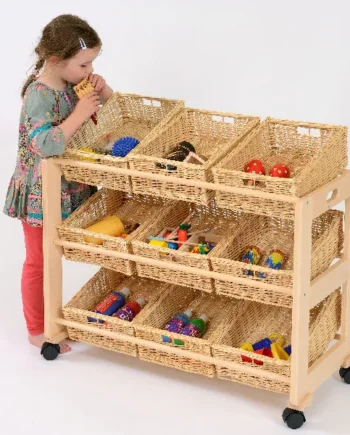 Single Sided Classroom Tidy - 9 Wicker Baskets