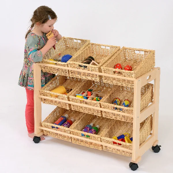 Single Sided Classroom Tidy - 9 Wicker Baskets