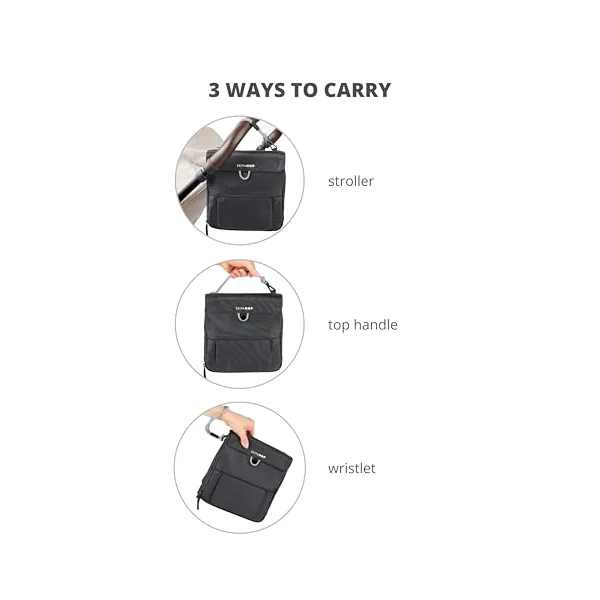 Skip Hop Travel Baby Changing Pad with Easy-Clean Surface, Wipes Pocket, Diaper Storage, Disposable Bag Dispenser and Magnetic Wipes Pocket, Clean Slate, Black