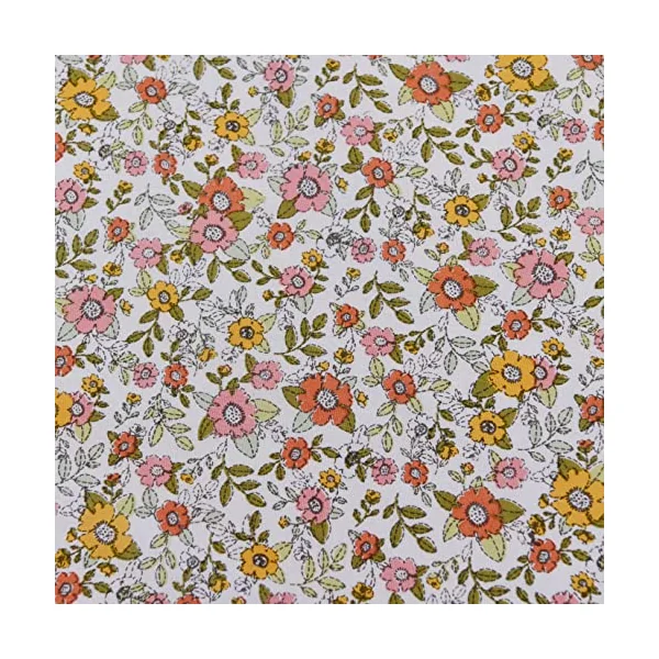 Sleepdown Ditsy Flowers Multi Orange White Reverse Soft Easy Care Duvet Cover Quilt Bedding Set Pillowcase with Ties - Single (135cm x 200cm)