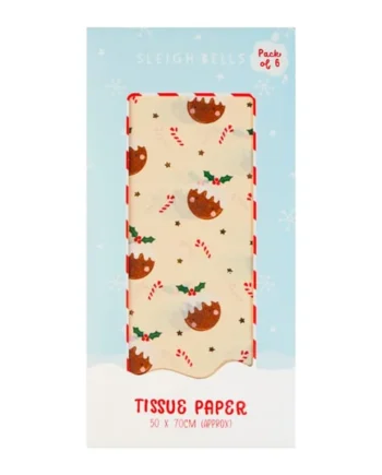 Sleigh Bells Christmas Pudding Tissue Paper 6 Sheets