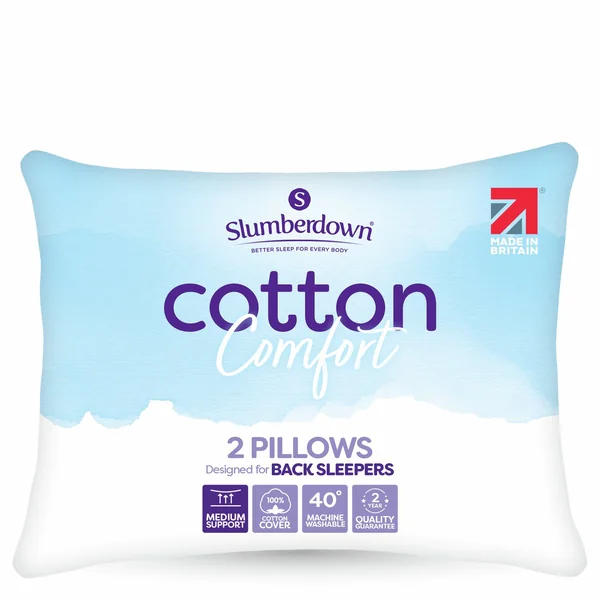 Slumberdown Cotton Comfort Medium Pillow - 2 Pack