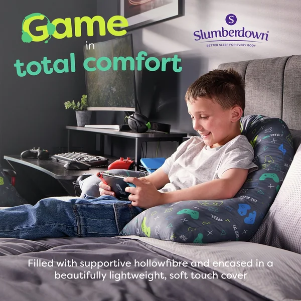 Slumberdown Gaming V Shaped Support Pillow - White