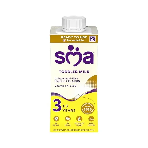 SMA 3 Toddler Baby Milk Ready Drink Liquid Formula, 1-3 Years 200ml (Pack of 12)