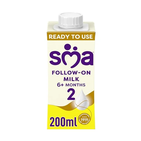 SMA PRO Follow-on Baby Milk - 6-12 months | Ready to Use, Liquid Formula Milk 200 ml (Pack of 60)