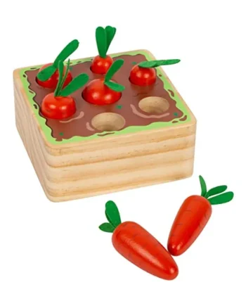 Small Foot 12212 Wooden Carrots Insert Game, with 7 geometric shapes, trains motor skills, for kids aged 12+ months