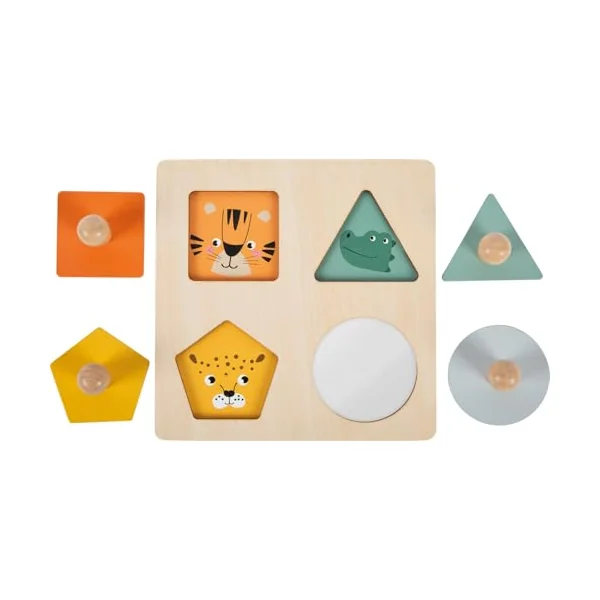 small foot Montessori Shape and Motif Puzzle, made from FSC® 100% certified wood, for ages 12+ months, 12769