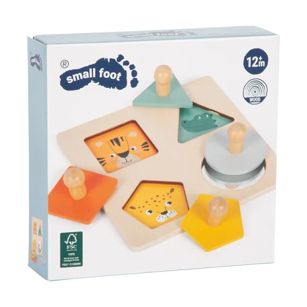 small foot Montessori Shape and Motif Puzzle, made from FSC® 100% certified wood, for ages 12+ months, 12769