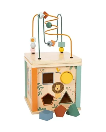 Small Foot Motor Activity Cube Safari, learning toy for babies and toddlers, made of wood, for ages 12+ months. No. 11960