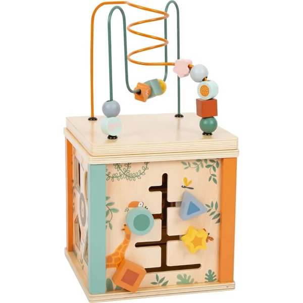 Small Foot Motor Activity Cube Safari, learning toy for babies and toddlers, made of wood, for ages 12+ months. No. 11960