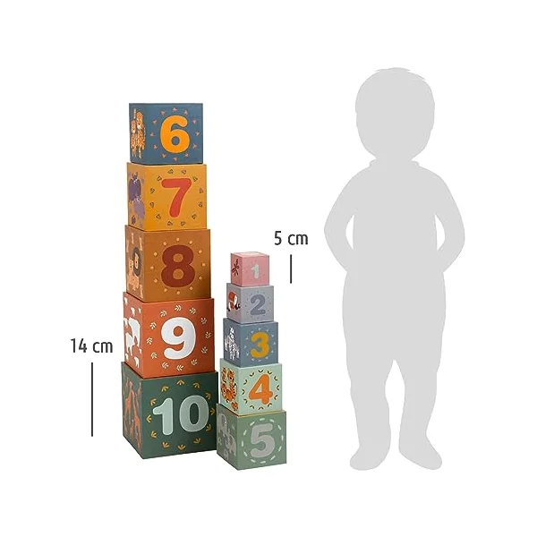 Small Foot Stacking Cubes Safari, sorting & stacking game to learn to count, motor activity for ages 1+ years, 11957