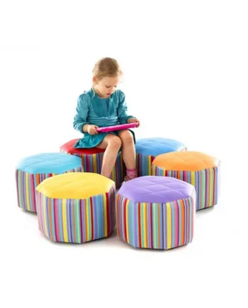 Small Hexagonal Pouffes - Set of 6