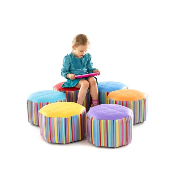 Small Hexagonal Pouffes - Set of 6