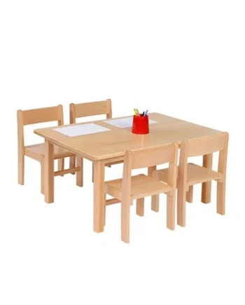 Small Rectangular Table & 4 Stacking Chairs