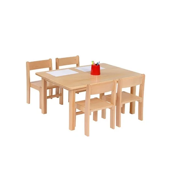 Small Rectangular Table & 4 Stacking Chairs