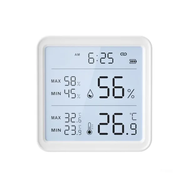 Smart for tuya Thermometer Hygrometer WiFi Indoor Sensor Smart | HD backlit screen, syncs phone time, touch logo light, clear low-light viewing, accurate real-time data