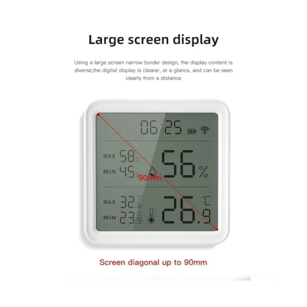 Smart for tuya Thermometer Hygrometer WiFi Indoor Sensor Smart | HD backlit screen, syncs phone time, touch logo light, clear low-light viewing, accurate real-time data