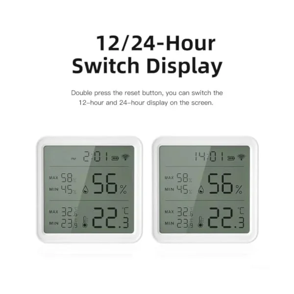 Smart for tuya Thermometer Hygrometer WiFi Indoor Sensor Smart | HD backlit screen, syncs phone time, touch logo light, clear low-light viewing, accurate real-time data