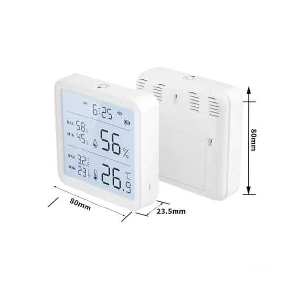 Smart for tuya Thermometer Hygrometer WiFi Indoor Sensor Smart | HD backlit screen, syncs phone time, touch logo light, clear low-light viewing, accurate real-time data