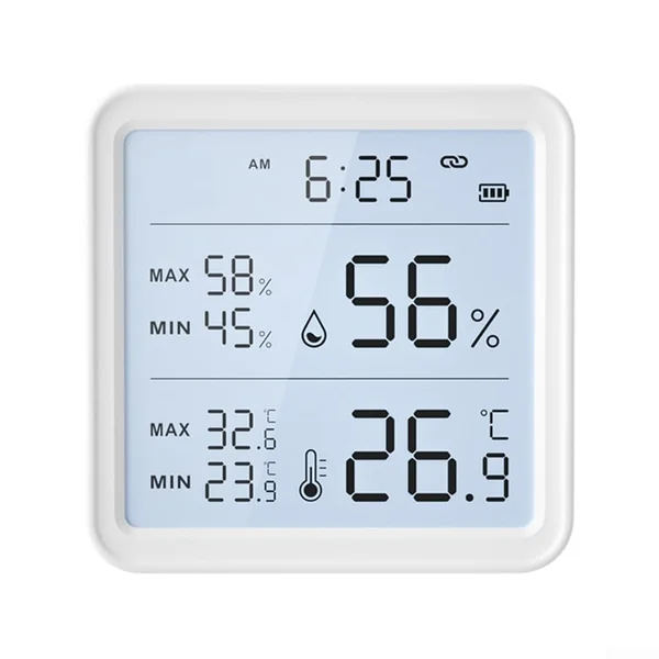 Smart for tuya Thermometer Hygrometer WiFi Indoor Sensor Smart | HD backlit screen, syncs phone time, touch logo light, clear low-light viewing, accurate real-time data